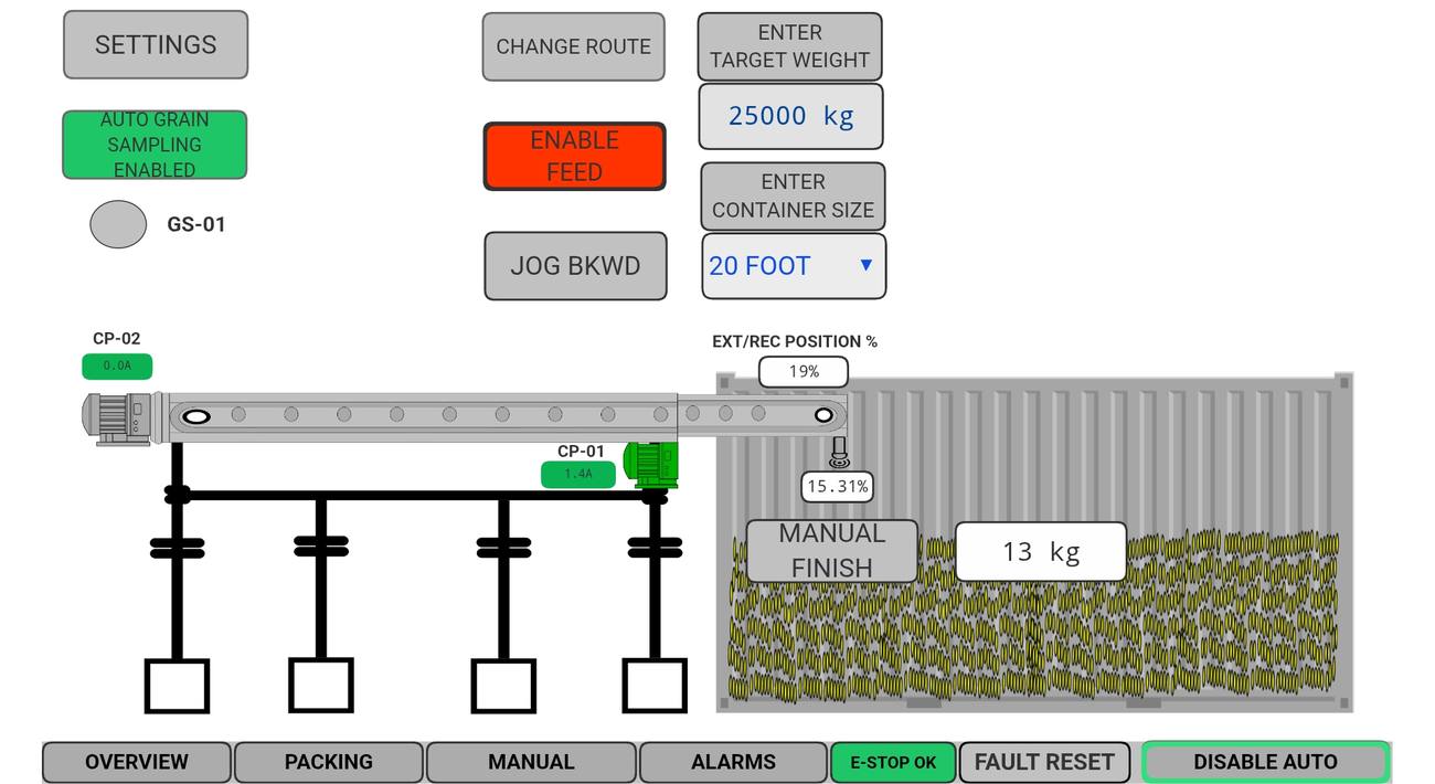 Container packing control HMI screen developed by STILL LEC